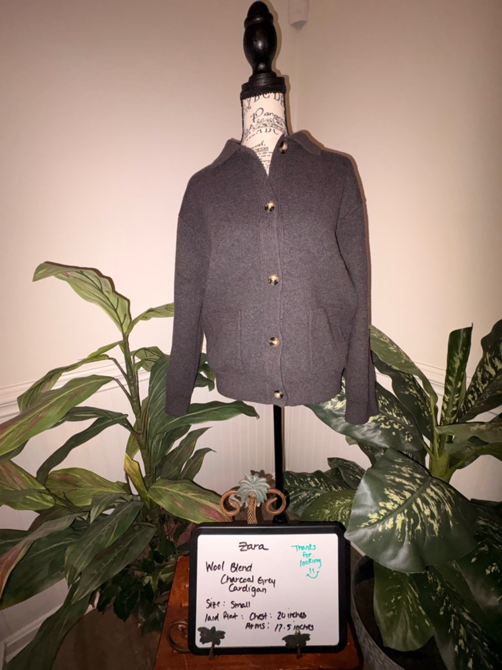 Zara Wool Blend Charcoal Grey Cardigan